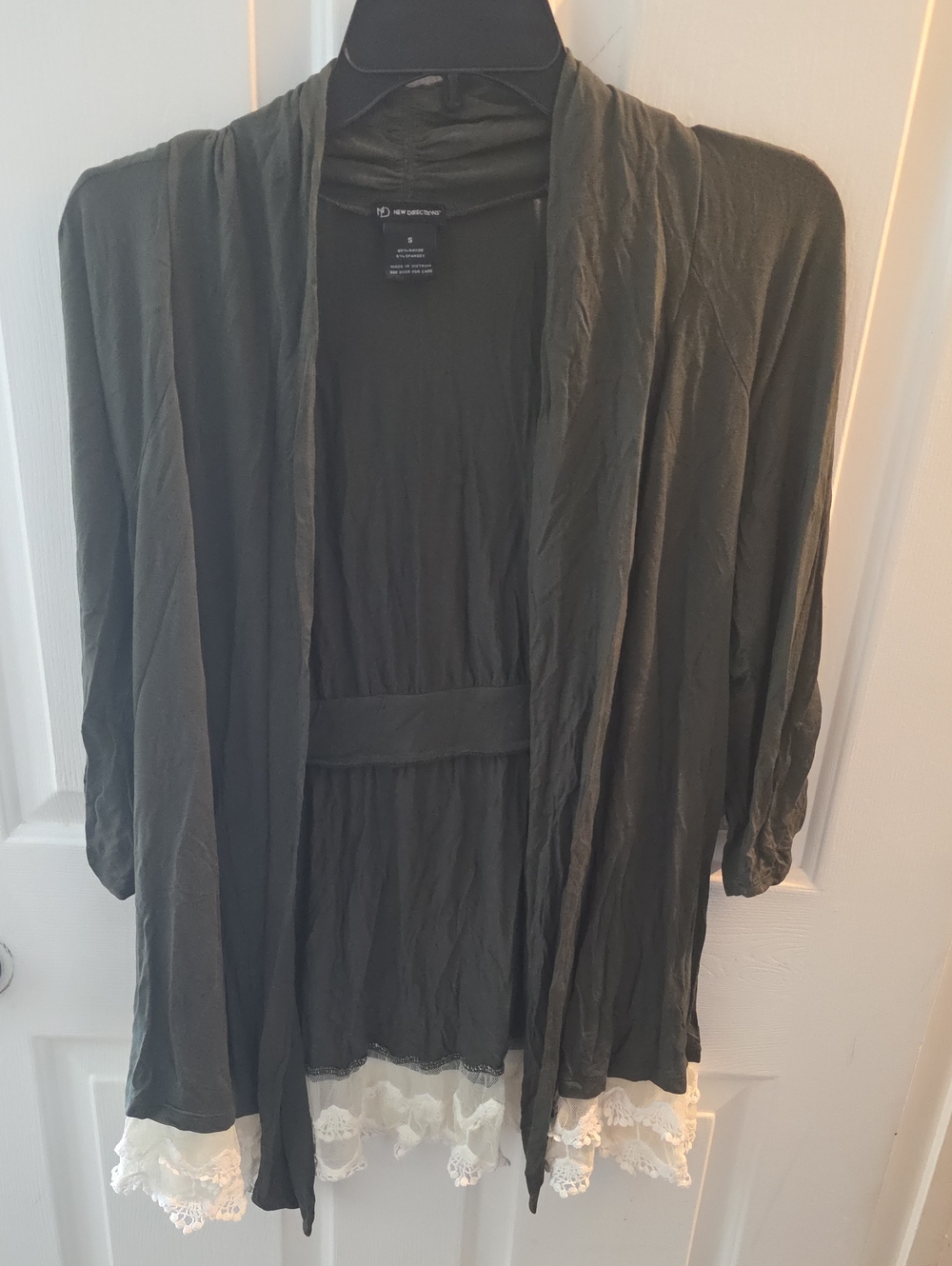 new directions olive green cardigsn